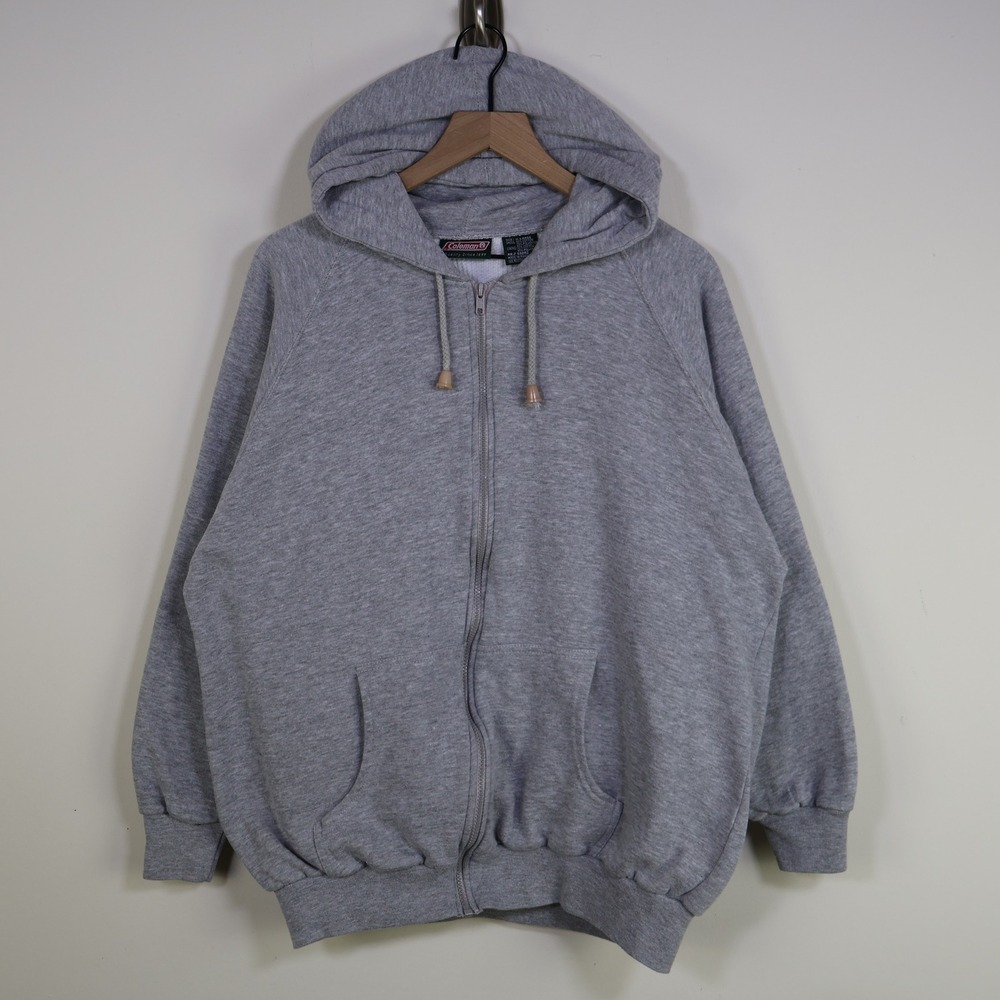 Vintage Coleman Outdoors Thermal Lined Zip Up Hoodie XL Gray Cotton Blend